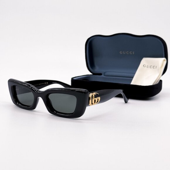 NEW GUCCI GG1827S 001 SHINY BLACK WOMEN SUNGLASSES GUCCI - Picture 1 of 12